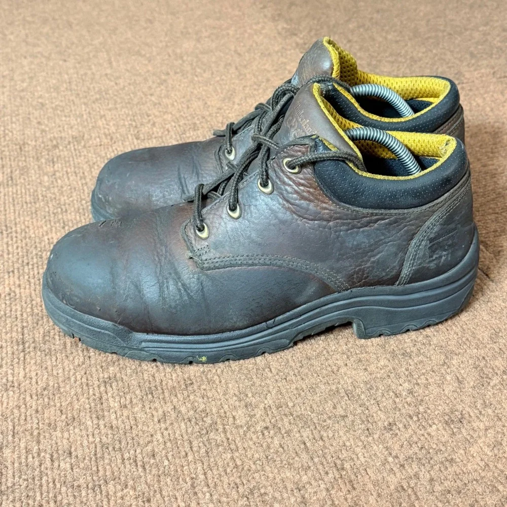 Timberland PRO Titan Safety Toe Brown Leather Work Boots Mens‎ 11M 47028 Low Top